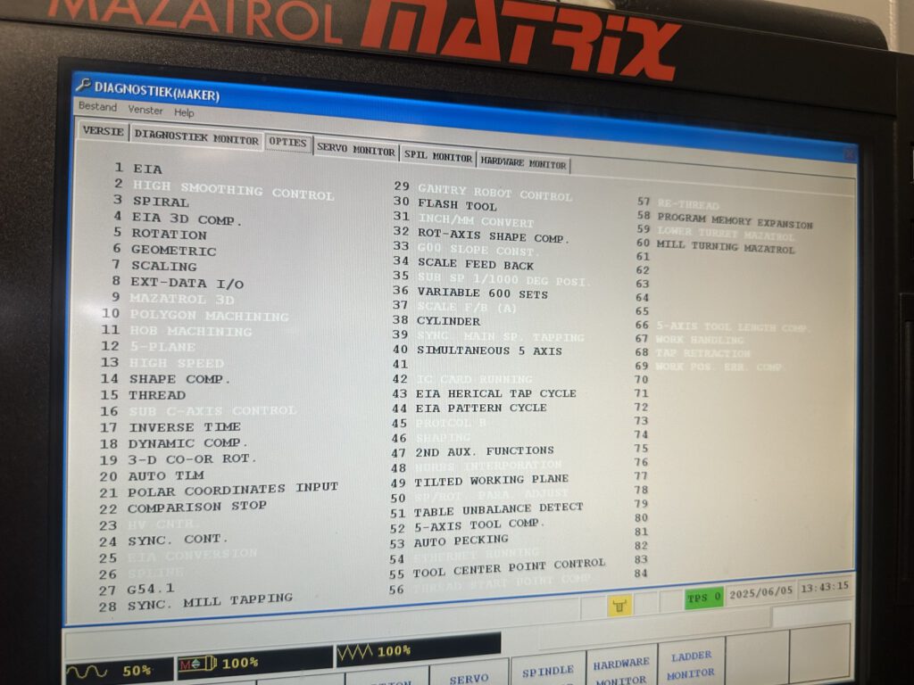 Control of the Mazak Integrex E-1060 used