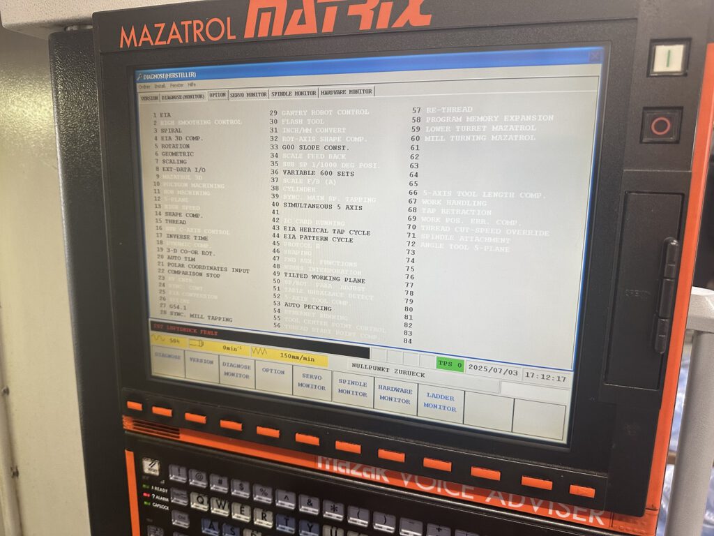 Écran de commande du Mazak Variaxis 630-5X-II d’occasion avec options logicielles