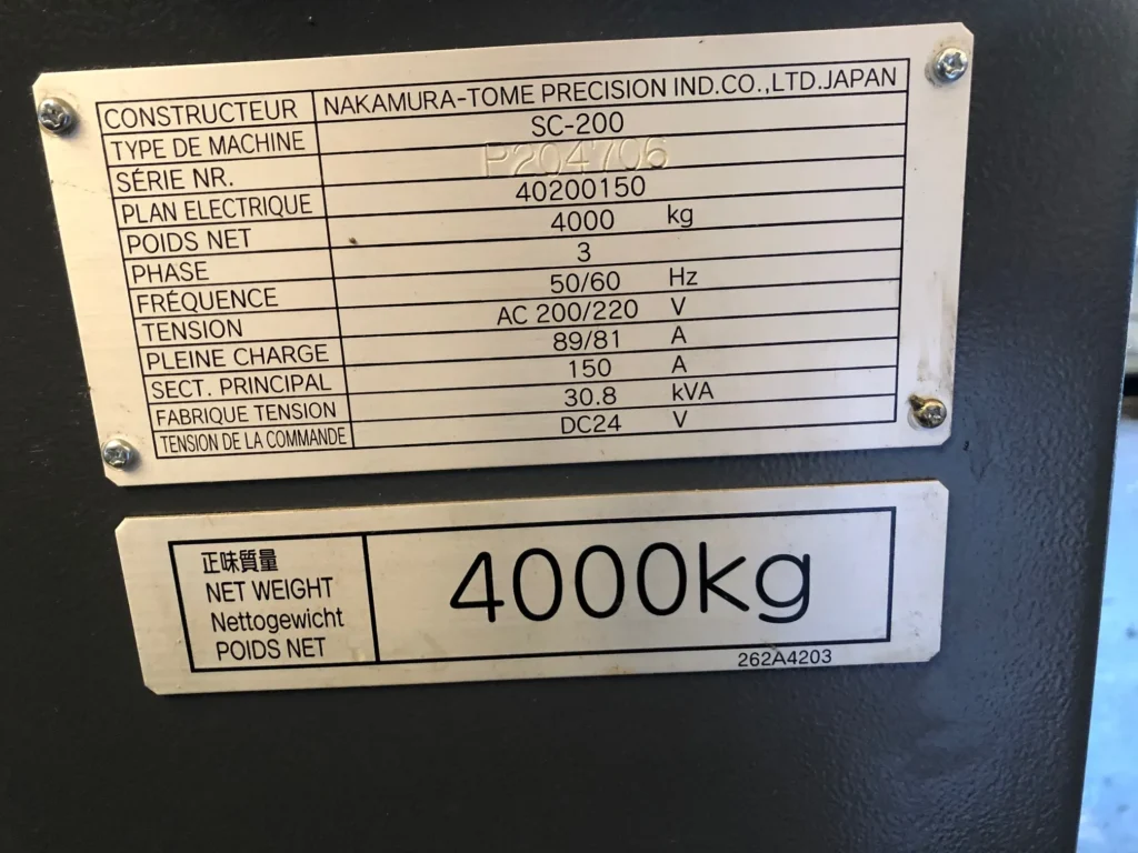 Nakamura-SC-200-MY-Typenschild